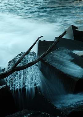 Ocean Waves Crashing on Rocks