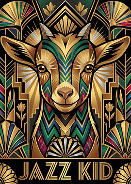 Art Deco Goat 'Jazz Kiid' Portrait