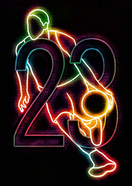 Neon Basketball Player Number 23