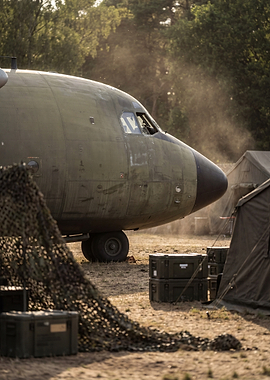 Military Transport Plane at Camp