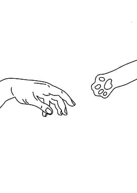 Human and Cat Paw Outline