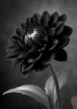 Monochrome Dahlia Flower Close-Up