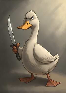 Angry Duck with Knife Digital Art