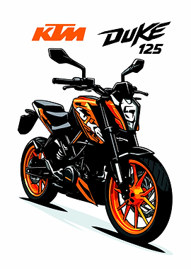 KTM Duke 125 Motorcycle Illustration