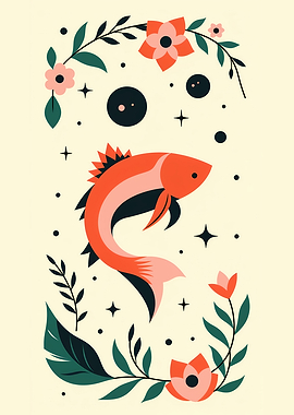 Floral Fish Illustration