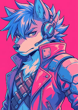 Anime Wolf Warrior with Headset