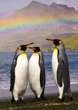 Three Penguins by the Sea