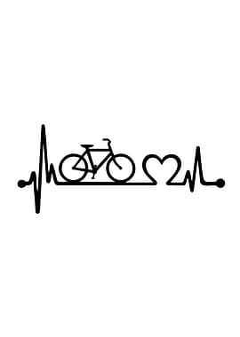 Bicycle Heartbeat Line Art