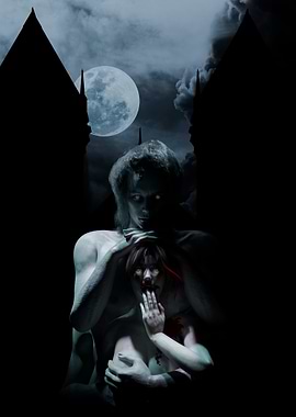 Vampire Embrace Under Moonlight