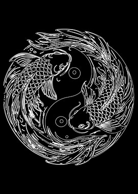 Yin Yang Koi Fish Illustration