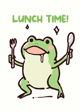Cartoon Frog Ready for Lunch