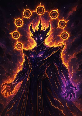 Dark Entity with Fiery Halo
