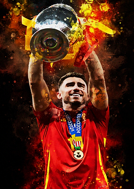 Laporte Player Celebrating with Trophy