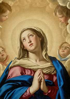 Religious Painting: Mary and Angels