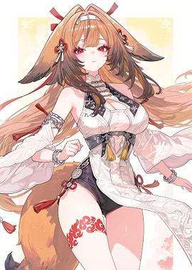 Anime Fox Girl in Traditional Dress