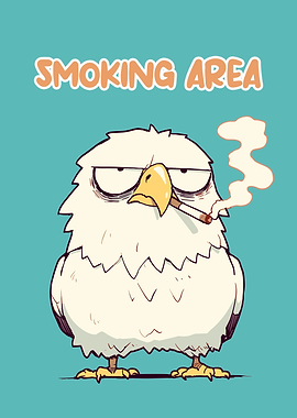 Smoking Eagle Cartoon Illustration
