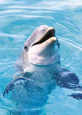 Dolphin in Blue Water