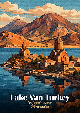 Lake Van Turkey Landscape Illustration