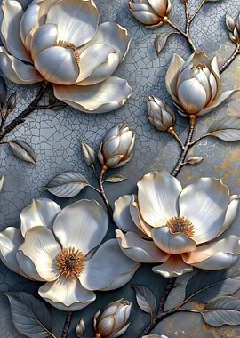 Elegant Magnolia Flowers on Textured Background