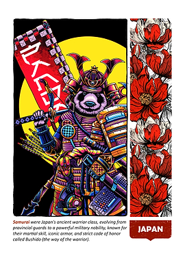 Samurai Panda with Flowers