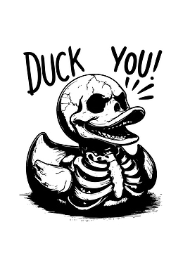 Skeletal Duck 'Duck You!' Illustration