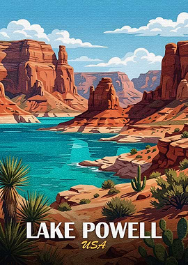 Lake Powell USA Landscape Illustration