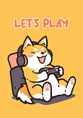 Cute Shiba Inu Gamer Illustration