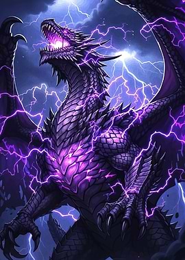 Purple Dragon with Lightning