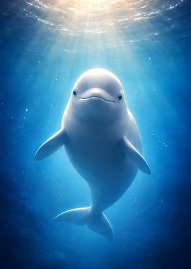 Beluga Whale in Ocean Sunlight