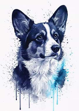 Watercolor Corgi Portrait