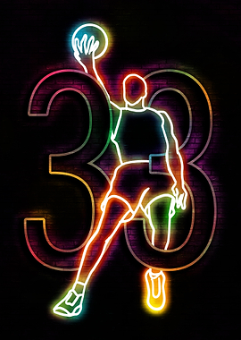 Neon Basketball Player Number 33