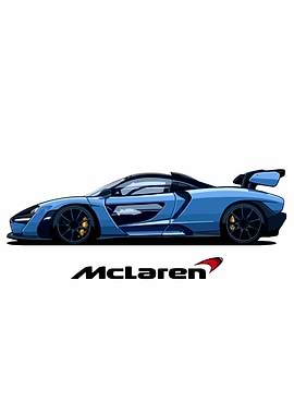 Blue McLaren Car Illustration