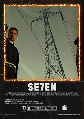 Se7en Movie Poster with Brad Pitt