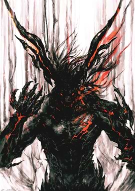 Dark Fantasy Demon with Fiery Accents