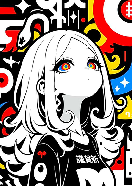 Anime Girl with Colorful Eyes