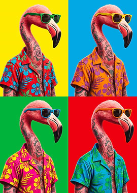 Pop Art Flamingo Collage