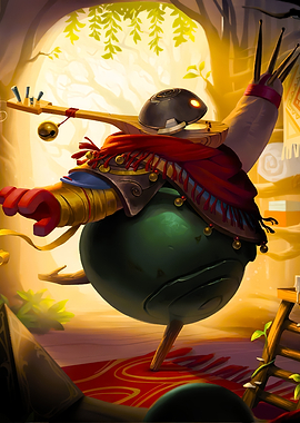 Stylized Character with Musical Instrument