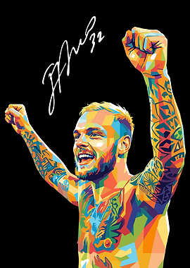 Federico Dimarco Colorful Portrait of Man Celebrating