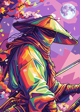 Moonlit Ronin – WPAP Samurai Art