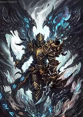 Dark Knight with Wings and Sword