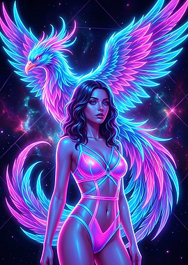 Neon Phoenix Woman