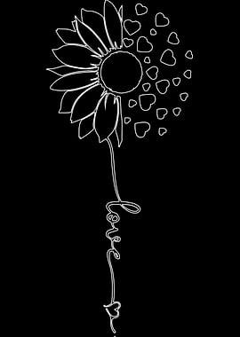 Sunflower Love Line Art