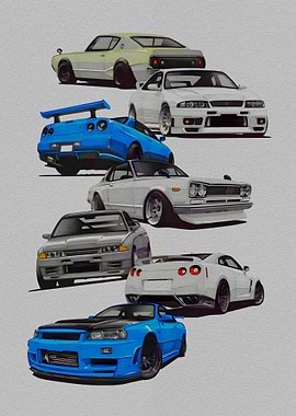 Nissan Skyline Generations Car Art