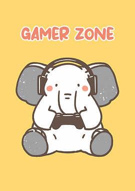 Cute Gamer Elephant Illustration