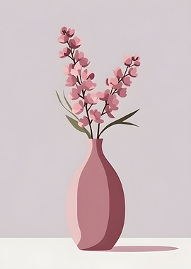 Pink Flowers in Vase Still Life