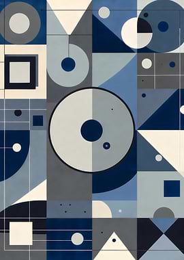 Abstract Geometric Shapes in Blue and Gray