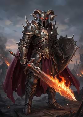 Horned Knight with Flaming Sword