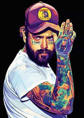 Post Malone Colorful Portrait