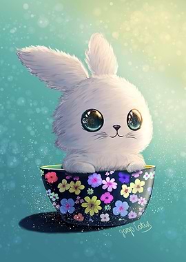 Spring Guardian: little Bunny in Bloom