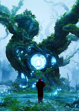 Mystical Tree with Glowing Portal